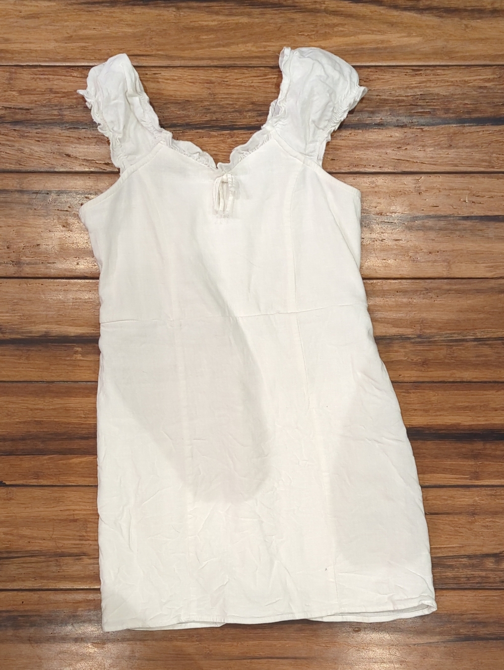 art class White Ruffled Strap Cotton Dress